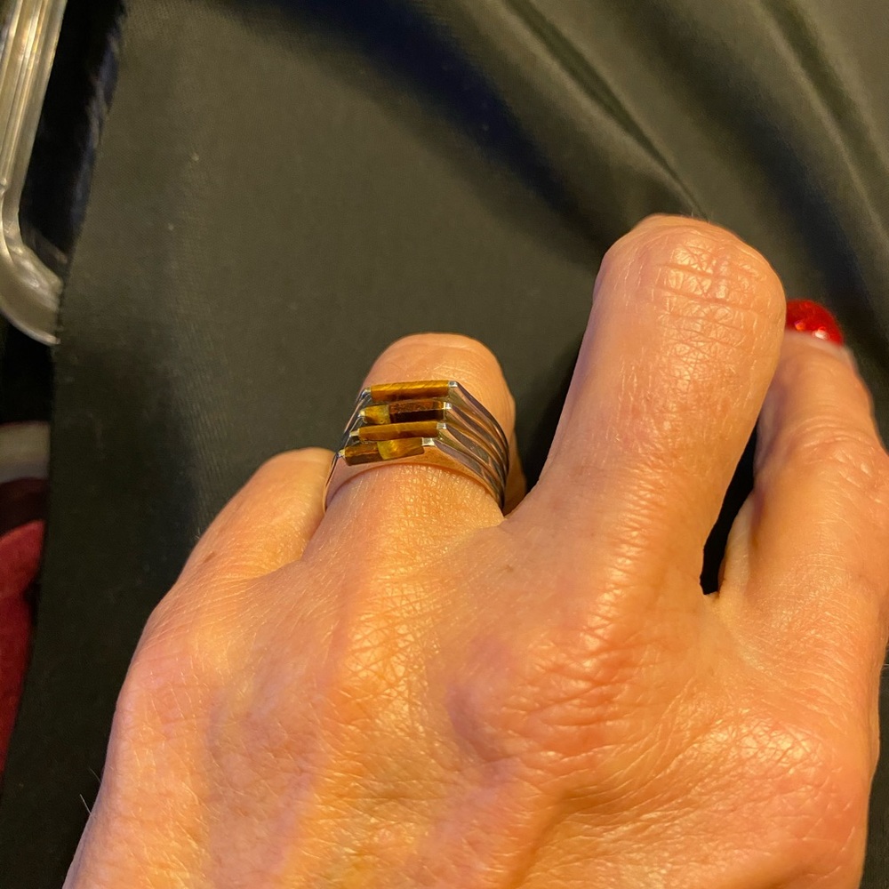 Sterling Silver Stackable Rings Tortoise Stone. - image 4